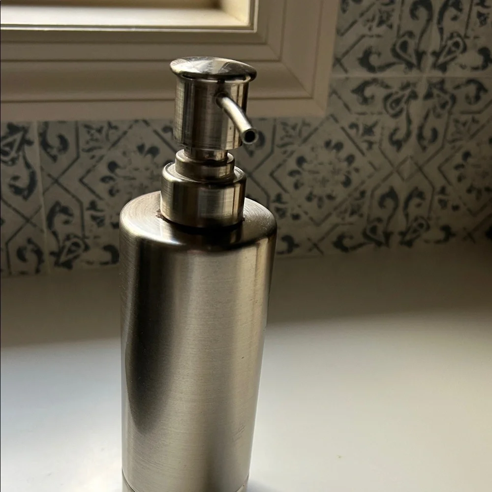 Stainless Steel and Gray Ceramic Soap Dispenser Set. GUC